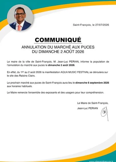 Annulation du marché aux puces du dimanche 2 août 2026