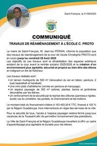 Travaux de réaménagement à l'école Christophe PROTO