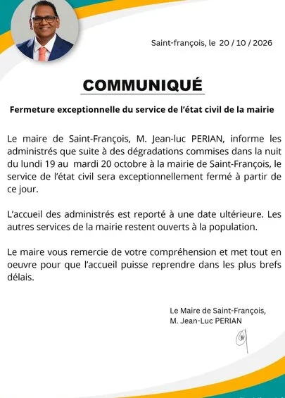 Fermeture exceptionnelle du service de l'état civil de la mairie