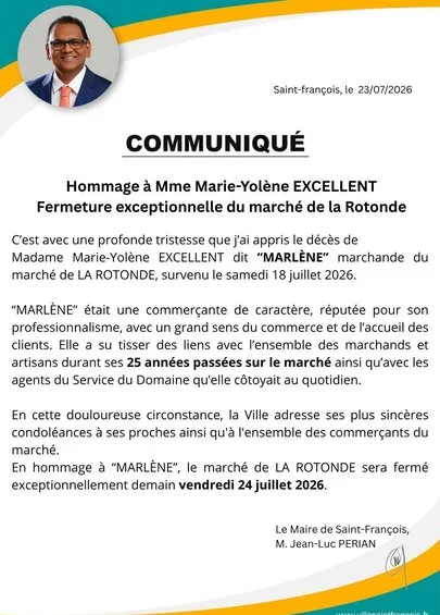 Hommage à Mme EXCELLENT : fermeture du marché de la Rotonde