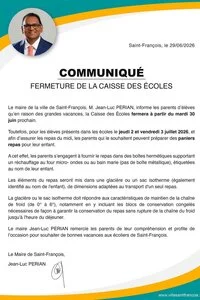 Fermeture exceptionnelle de la restauration scolaire