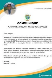 Avis aux baigneurs - Plage de la Coulée
