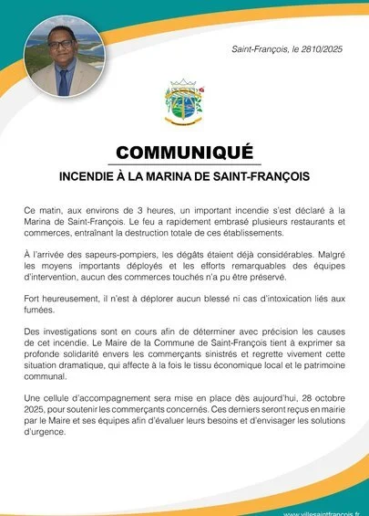 Incendie à la marina de Saint-François