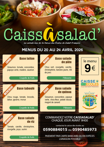 Menus CaissAsalad' - Menu CaissAsalad' du 20 au 24 avril 2026