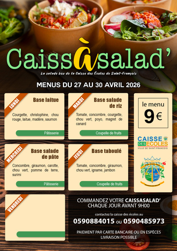 Menus CaissAsalad' - Menu CaissAsalad' du 27 au 30 avril 2026
